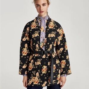 ZARA Quilted Floral Jacket Coat Size M-L